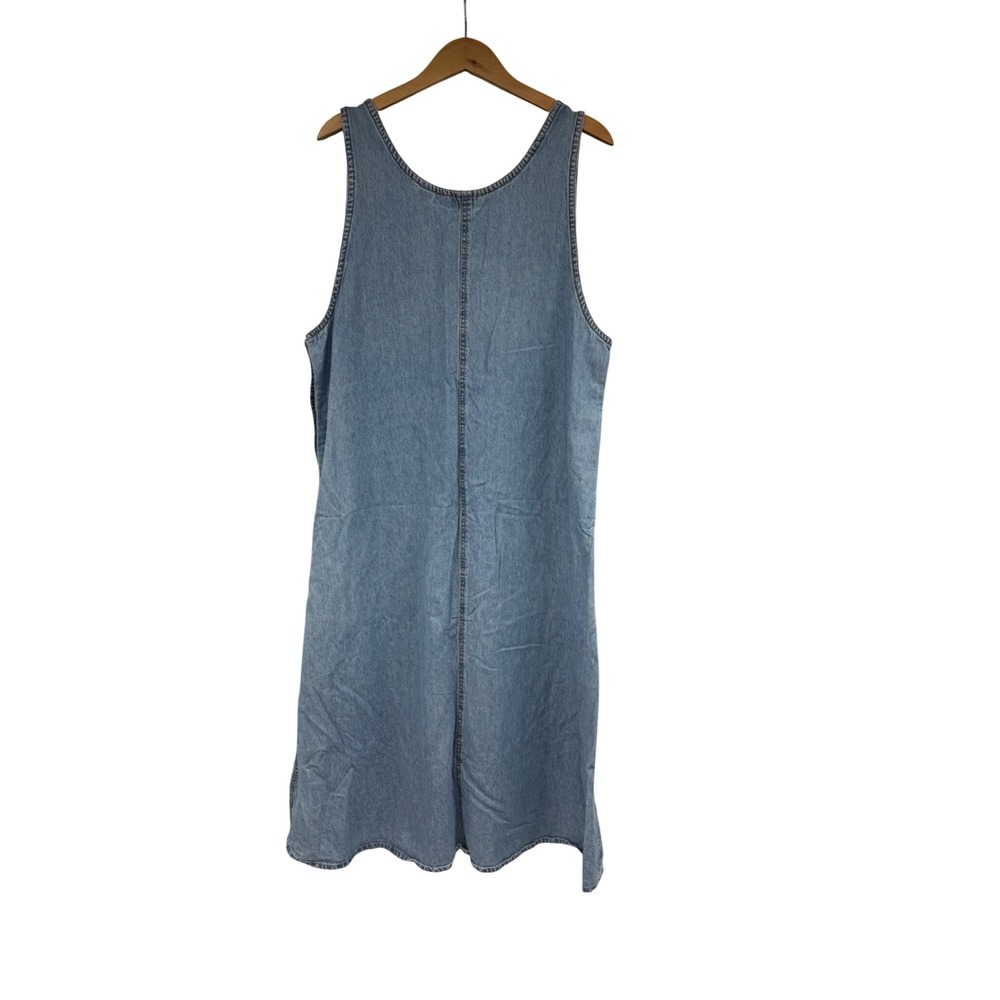 Vintage Laura Ashley Denim Pinafore Dress Floral Midi Teacher Modest Jumper L - Picture 7 of 8
